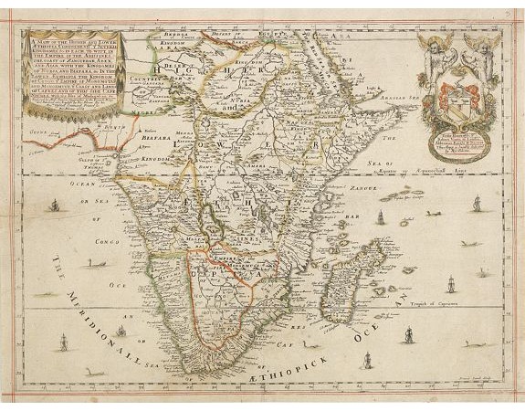 BLOME, R. -  A Mapp of the Higher and Lower Aethiopia, Comprehending Ye Several Kingdomes  [. . .]  The Empire of the Abissines, The Coast of Aznguebar, Abex, of Nubia  [. . .] Cafre [. . .] 1669.